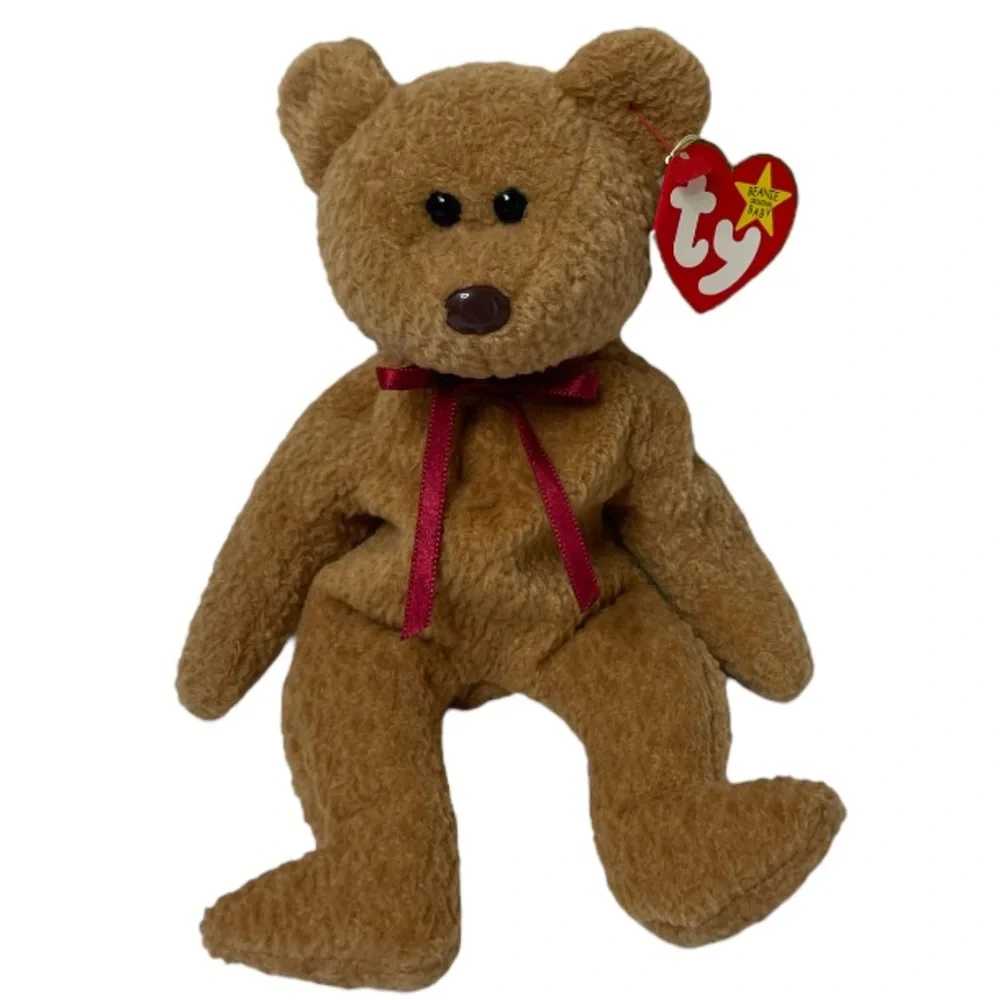 Rare Vintage Ty Bear  1996 “ Curly “ Brown Bear Ty Beanie Babies Bear Collection